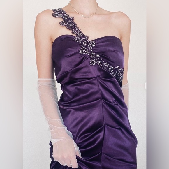 Xscape Purple By Joanna Chen Fish Tail Gown Formal Dress B1 - Picture 5 of 8